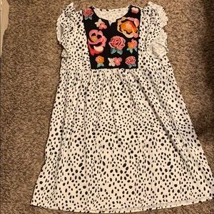 Floral & spotted print dress